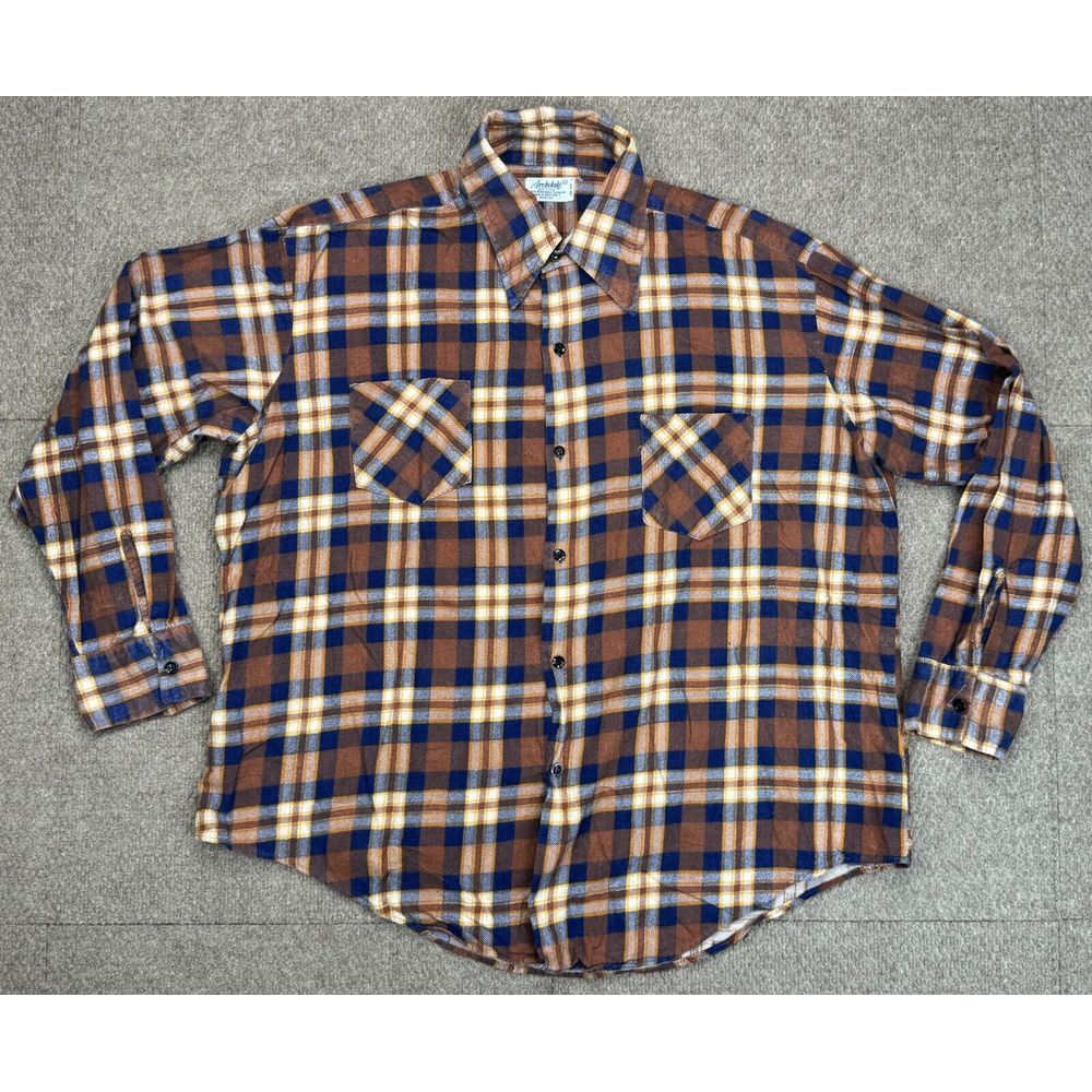 Archdale Vintage Men's Plaid‎ Flannel Long Sleeve Shirt Size XL
